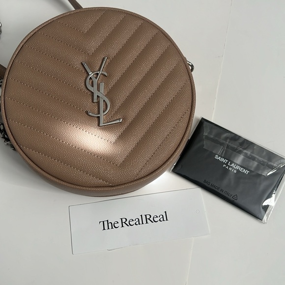 Stunning YSL Grain De Poudre Matelasse Chevron Quilted Round Vinyle Camera Bag - Picture 10 of 10